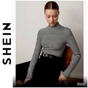 SHEIN striped mock neck top, size XL (runs small), new condition